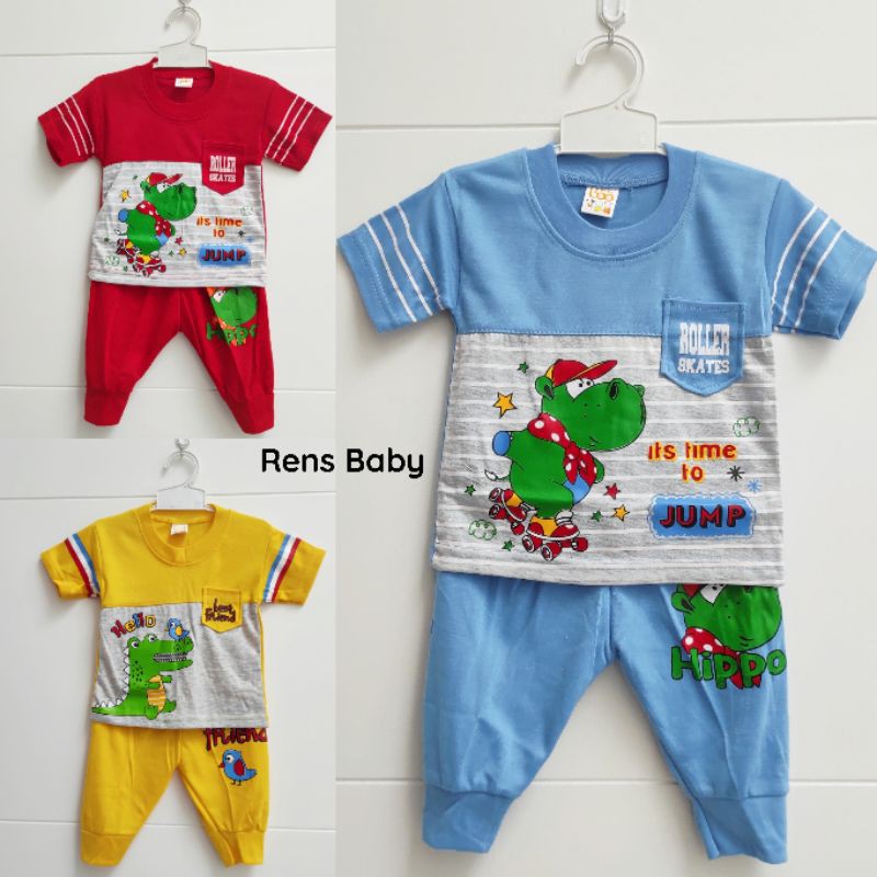 PP BOO joger Setelan baju pendek celana panjang kartun anak bayi