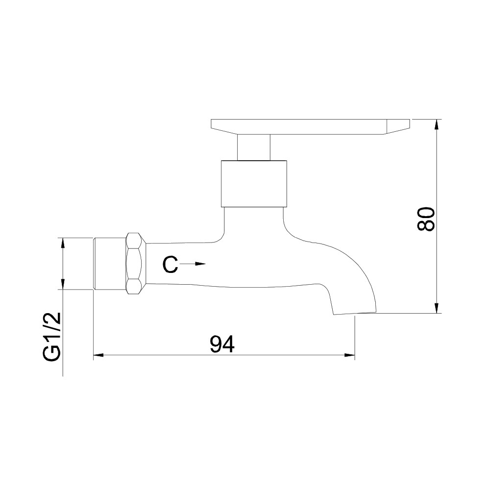 Kran Air Short Wall Tap Merk FRUD Type IR2105 ukuran 1/2 inch