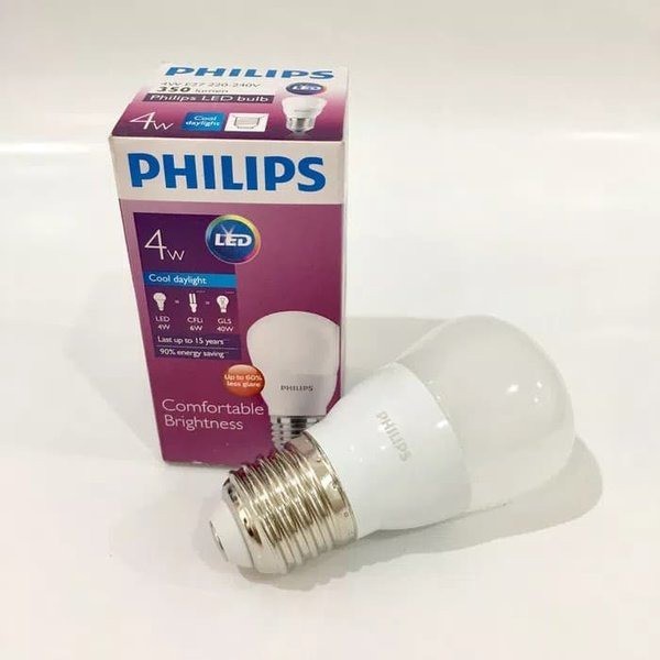 Lampu Bohlam LED Philips 4W 4 Watt 4Watt 4 W CoolDayLight Putih