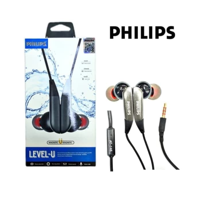 HEADSET HANDSFREE PHILIPS AT-145 MAGNETIC BASS+ IN-EAR Stereo earphone