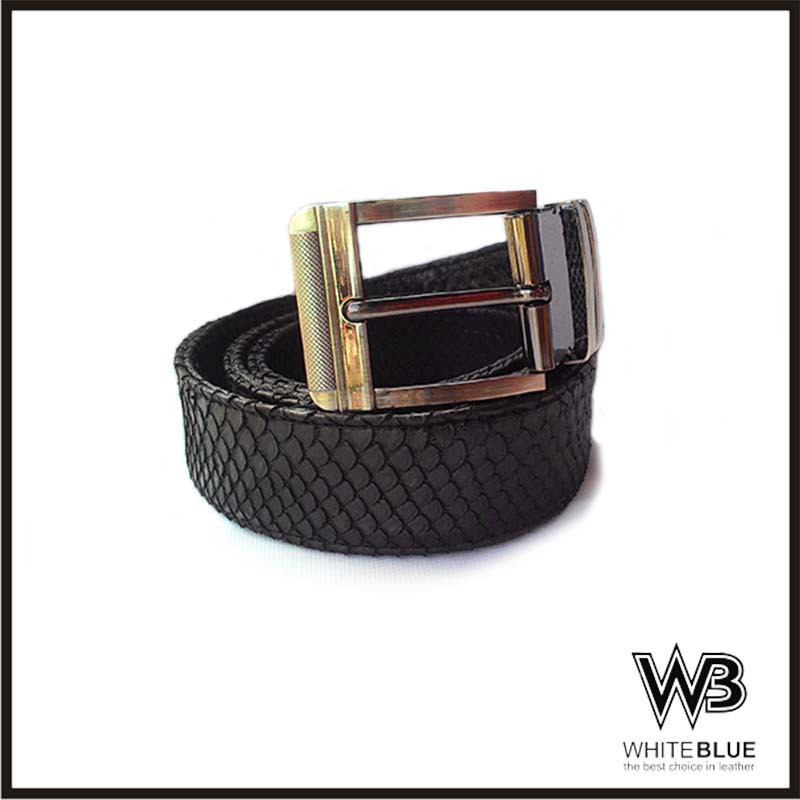 Ikat Pinggang Pria/ Sabuk Pria Kulit Asli Ular Phyton Hitam