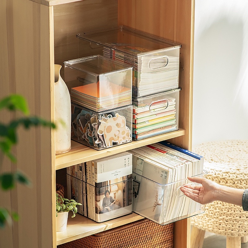 COZYHOUSE SOTA Kontainer dengan Rel Tarik Transparan Wadah Penyimpanan Lemari / Organizer Container Storage with Rail Track