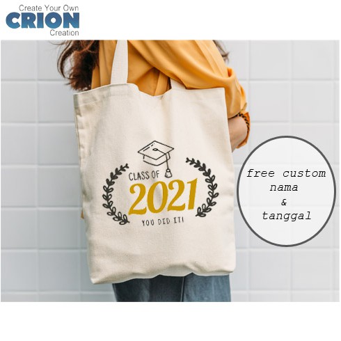 Totebag Blacu - Souvenir/Kado Wisuda - Bisa Custom Nama - By Crion