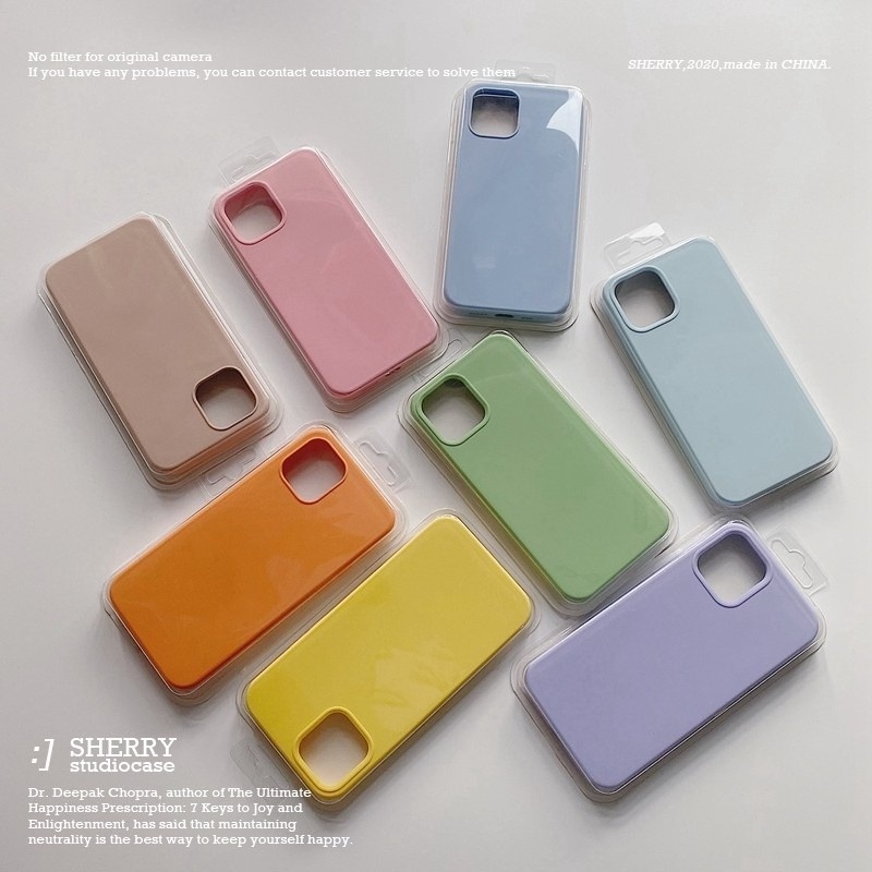 Case Bahan Silikon Cair Dengan Logo 49 Warna Untuk iPhone 13 12 14 Pro MAX