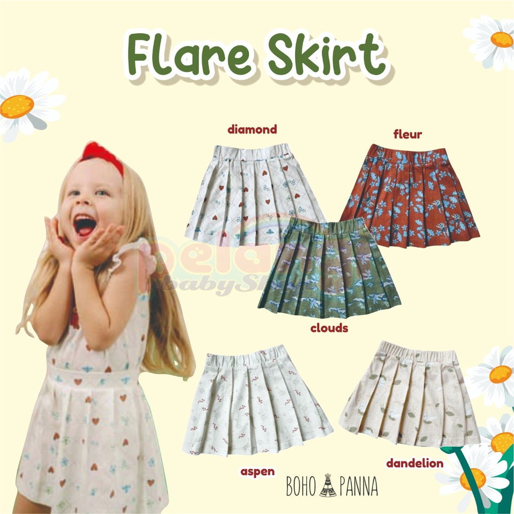 BOHOPANA | BOHO | BOHO PANNA FLARE SKIRT | ROK POLOS DAN MOTIF | ROK ANAK PEREMPUAN | ROK MOTIF DAN POLOS