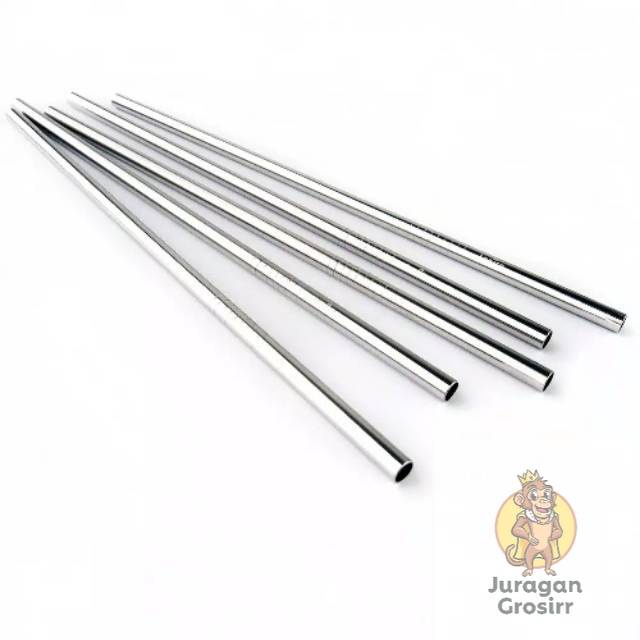 JG - Sedotan Lurus Silver Sedotan Stainless Ramah Lingkungan Straw Metal Sedotan Satuan