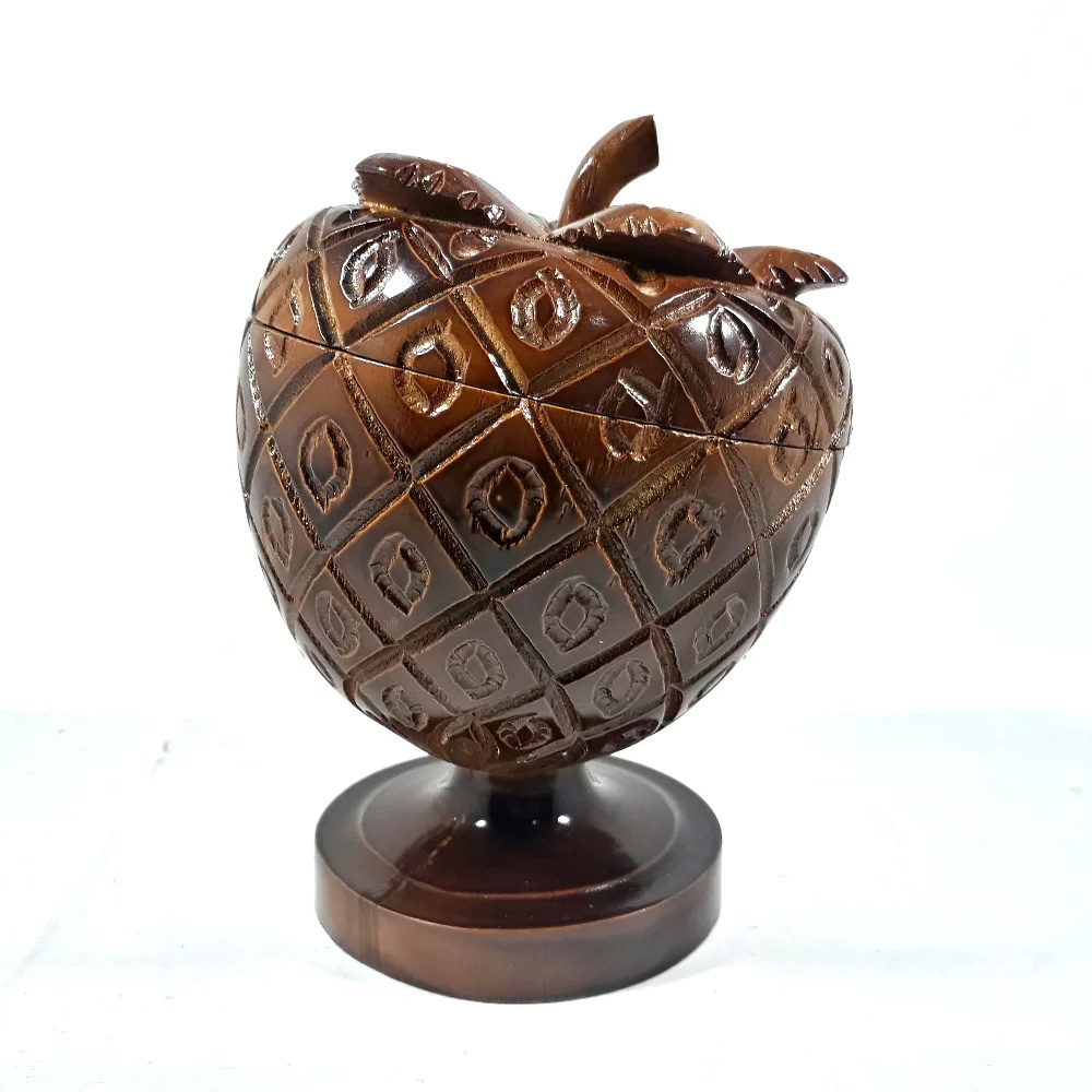 Toples Tempat Permen Model Buah Strawberry Ukir Kayu Jati