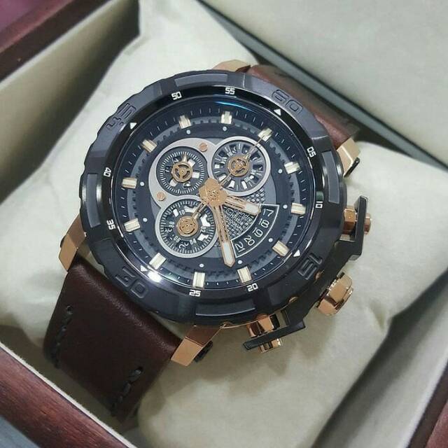 Promo jam pria Alexandre Christie Leather keren kasual elegan
