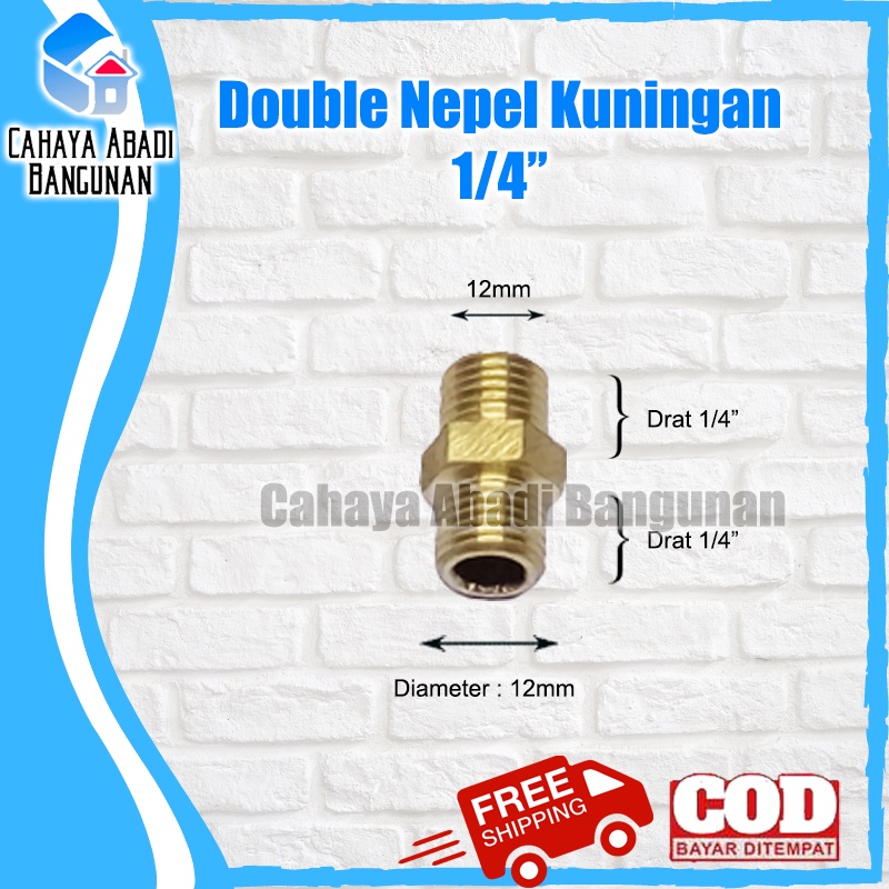 Double Nepel Kuningan 1/4&quot; x 1/4&quot; Dobel Nepel