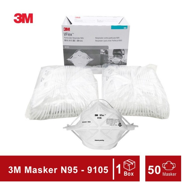 Masker 3M 9105 N95 Made In Singapura Original Termurah isi [50 Masker]