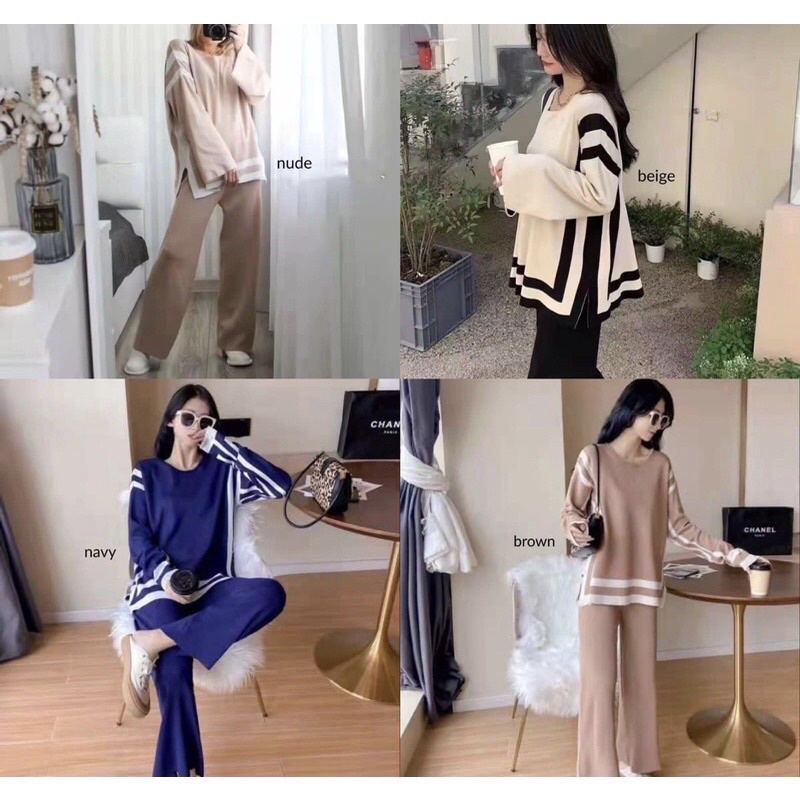 Setelan Rajut import Knit halus // Baju Set oneset atasan wanita celana wanita baju kinan layangan p
