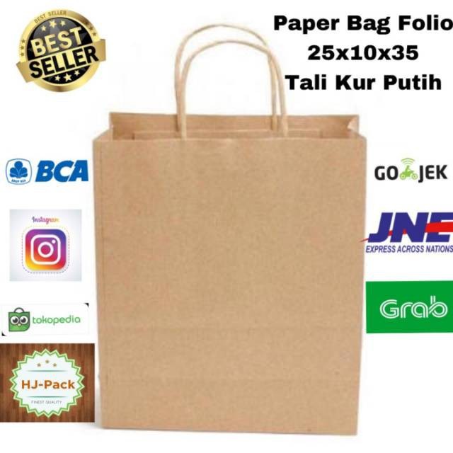 

(TERLARIS) MIN paperbag 12PCS ukuran coklat Paperbag polos 25x10x35