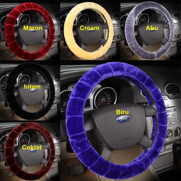 Sarung Cover Stir Setir Mobil Bulu Bulu Kombinasi 2 tone Warna Premium