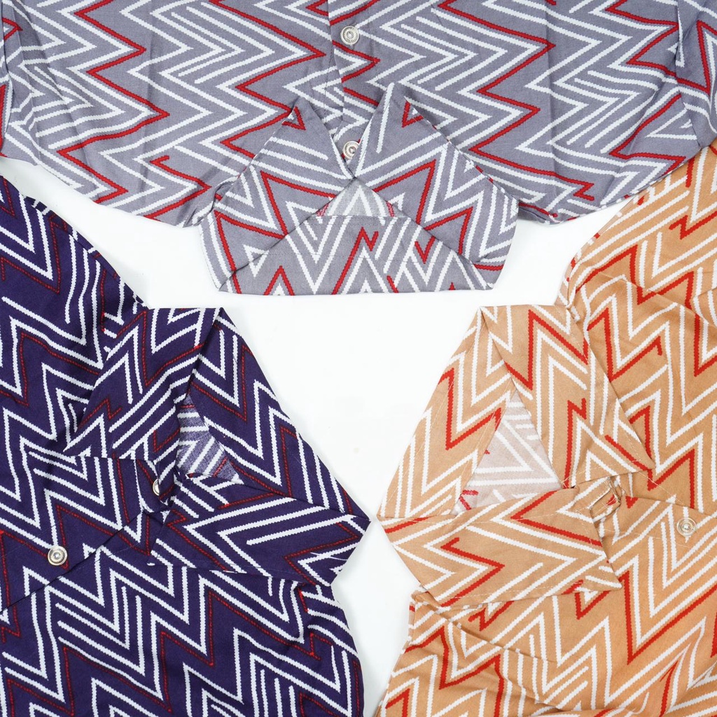 Damai fashion jakarta - baju KEMEJA wanita FLANEL - konveksi murah tanah abang-MOTIF ZIGZAG ABU