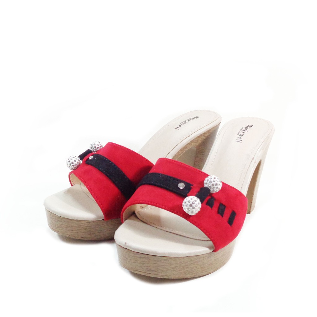 Workswell Sandal Wanita Wedges Warna Merah Aksesoris Kode 1888R