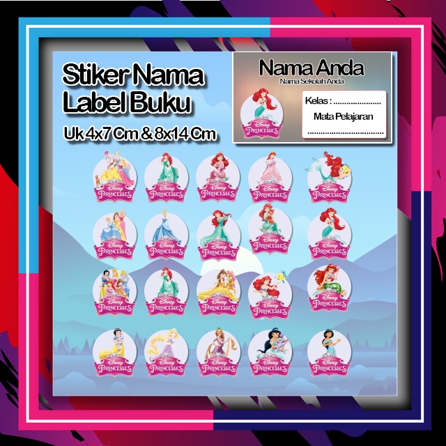 

Stiker Princes Princess Putri duyung cantik animasi kartun karater anime Karakter Lucu Custom Lebel Nama cromo murah 20 Varian berbeda Octane Pelajaran sekolah No 6
