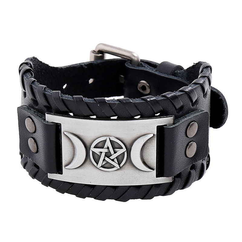 Gelang Kulit Gaya Punk Nordik Viking Untuk Pria