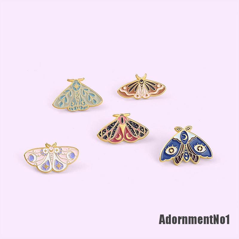 (Adornmentno1) Bros / Pin Enamel Bentuk Serangga Ngengat Kartun Untuk Aksesoris Tas / Ransel / Pakaian