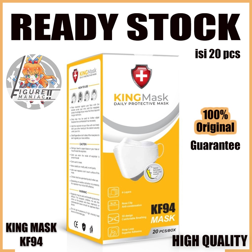 Figure Maniac - Masker KF94 KingMask KF94 original korean style 1 box isi 20 pcs Dewasa
