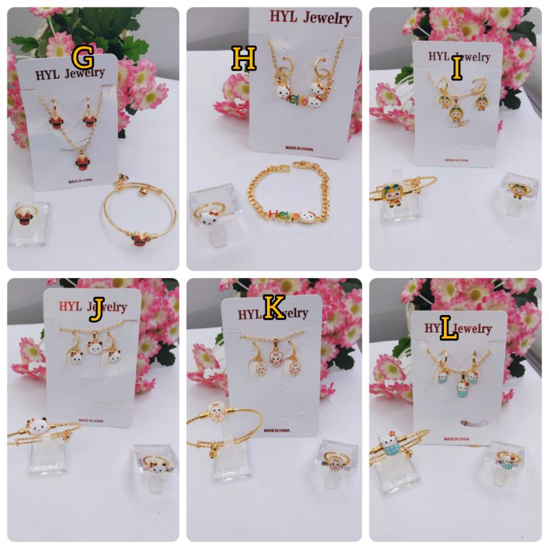 SDRJ17. Xuping set anak-anak (cincin+kalung+gelang+anting) lapis emas