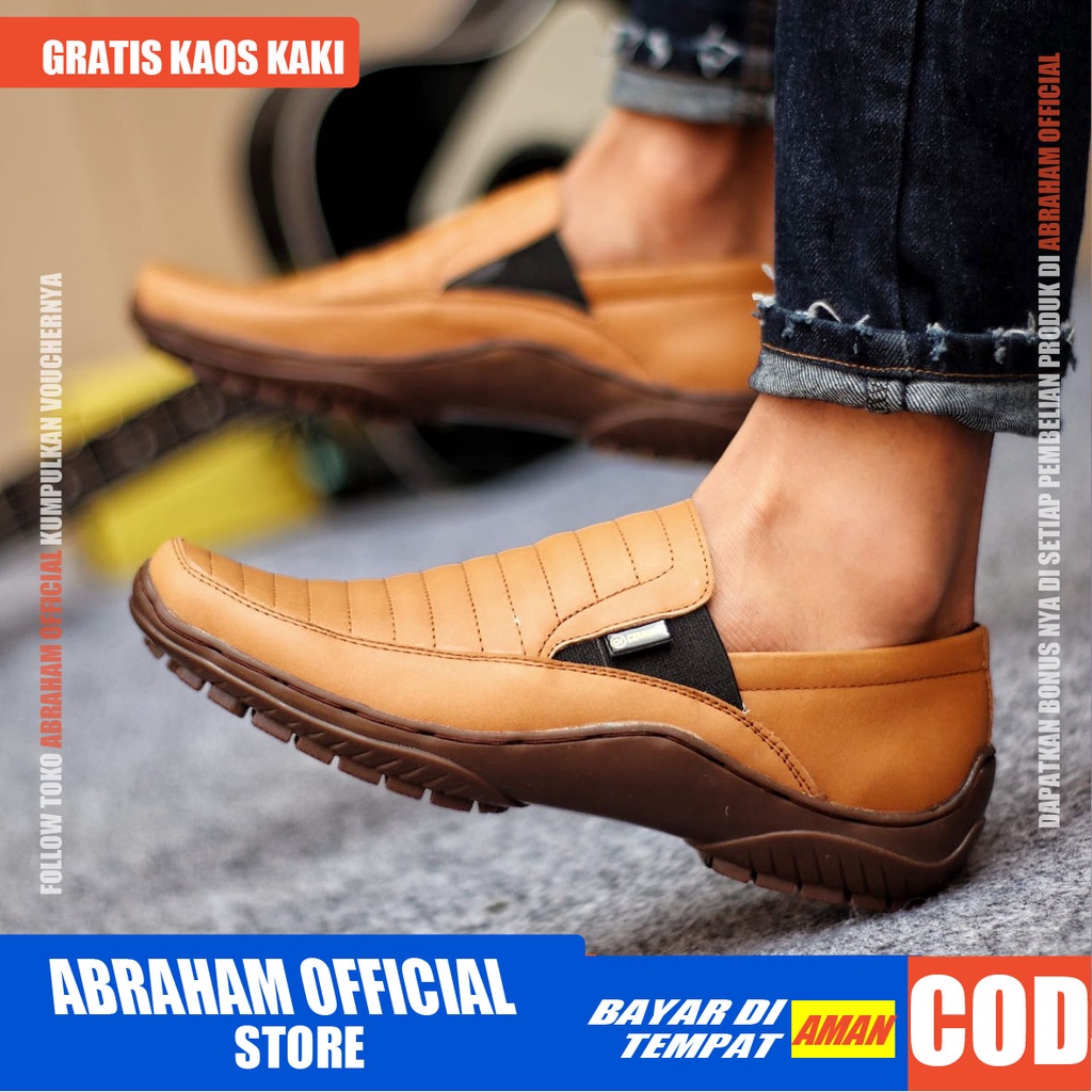 ABRAHAM Sepatu Slip On Kulit Asli Selop Kerja Pria