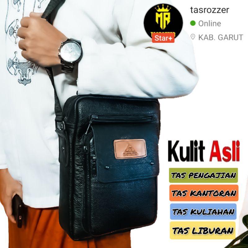 Tas pengajian kulit asli muat kitab besar | Tas santri | Tas kuliah &amp; kantor