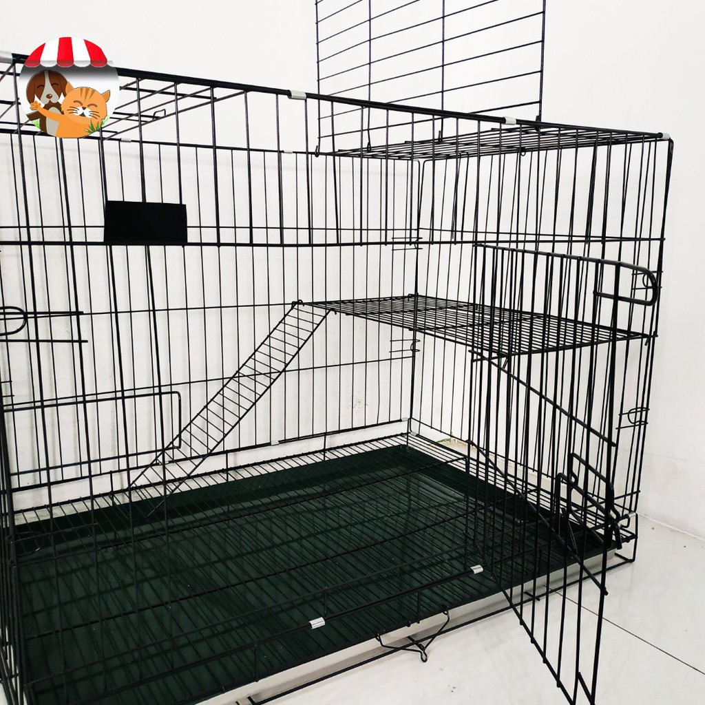 Kandang Kucing Anjing Kelinci 90cm 2 Tingkat - Roda - Kandang Lipat