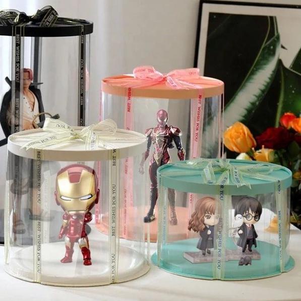 KOTAK KUE MIKA TRANSPARAN BENTUK LINGKARAN CAKE BOX DIAMETER 22 DAN 26 CM KOTAK PENYIMPAN KOTAK KUE 