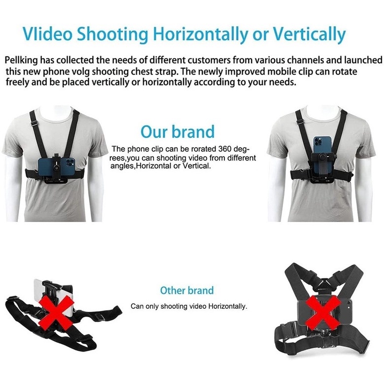 5PCS/Set Body Chest Strap Mounting + Holder Smartphone Dan Action Camera Gopro Yi Cam Kogan Motovlog Sepeda