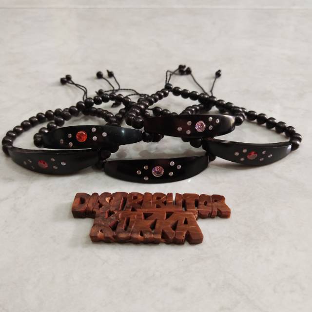 ( SUPER MURAH ) Grosir 5 pcs gelang kokka kaukah kaokah fukakah koka plat mata hitam