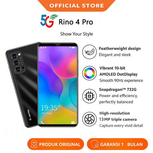 Reno4 Pro Handphone Android HD Screen hp Smartphone 5.8-inci Layar Ram 4GB Rom 64GB