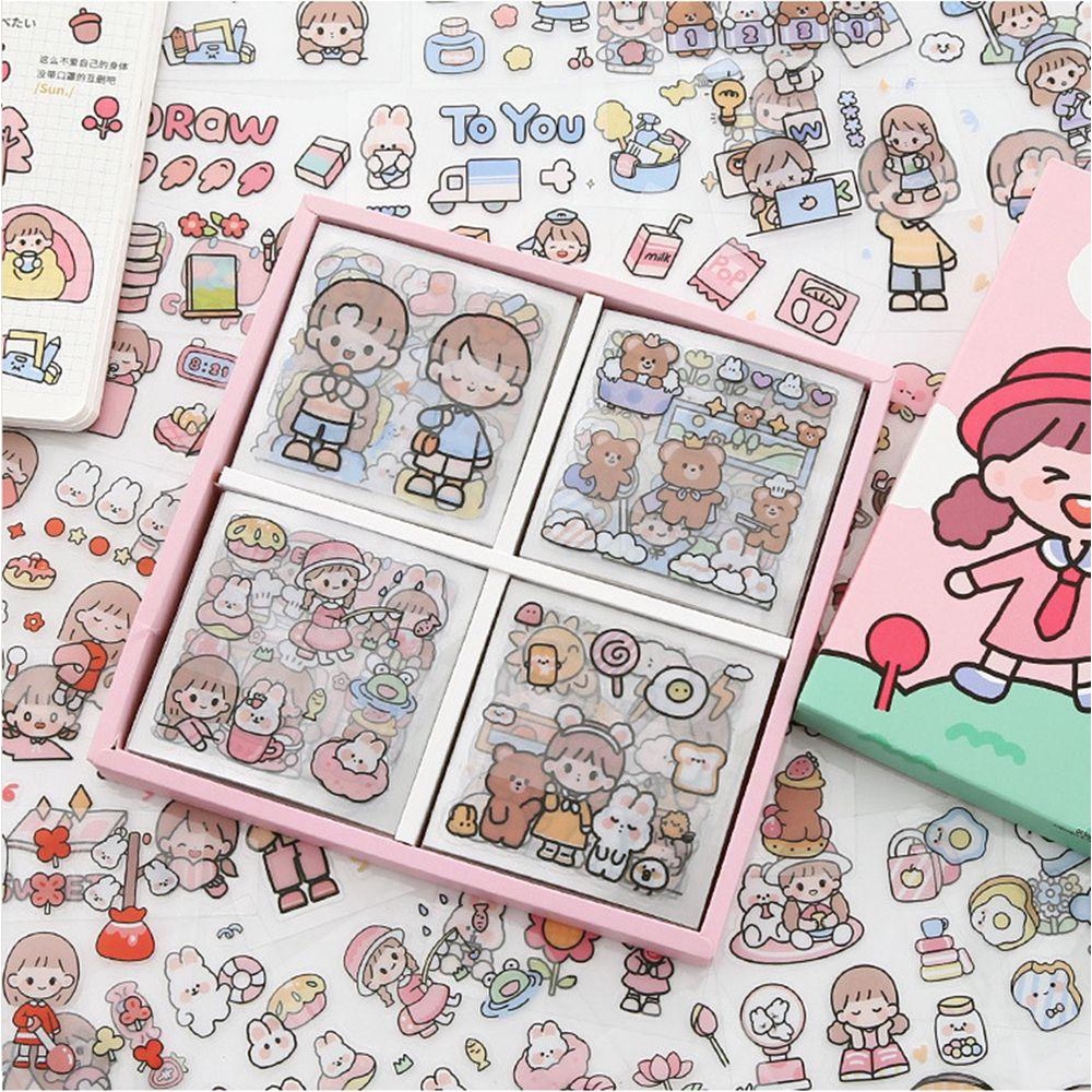 Suyo 20pcs / Set Stiker Motif Kartun Kelinci / Anak Perempuan Untuk Dekorasi Buku Catatan / Diary DIY