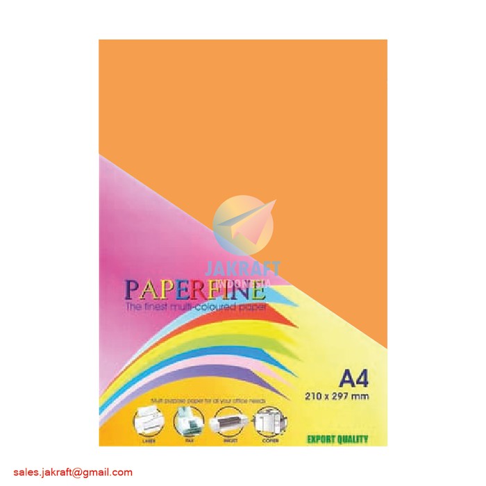 TERMUURAAH Kertas HVS Warna 371 Cyber Orange A4 80 Gram Gsm isi 25 PAPERFINE bagus