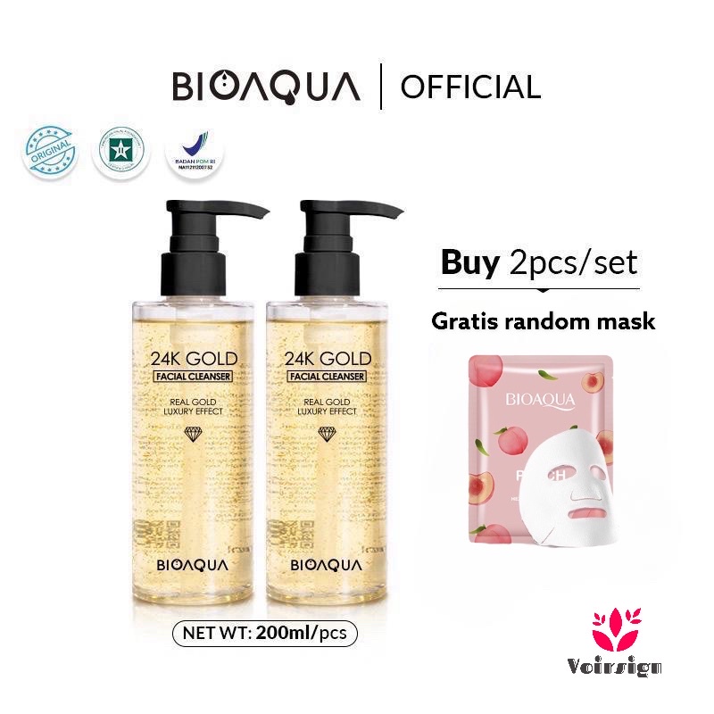 ✨ Voirsign ✨ BIOAQUA Facial Wash 24K Gold / Pembersih Wajah Emas 24k 200ml *BPOM*