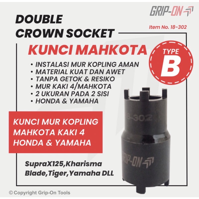 Grip On double crown B / kunci mahkota type B grip on/ kunci Mur kopling Supra