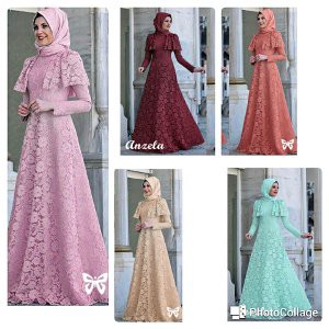 kr brukat anisa coco furing bordir dress terusan maxy gamis syari hijab muslim modis modern gaun pe