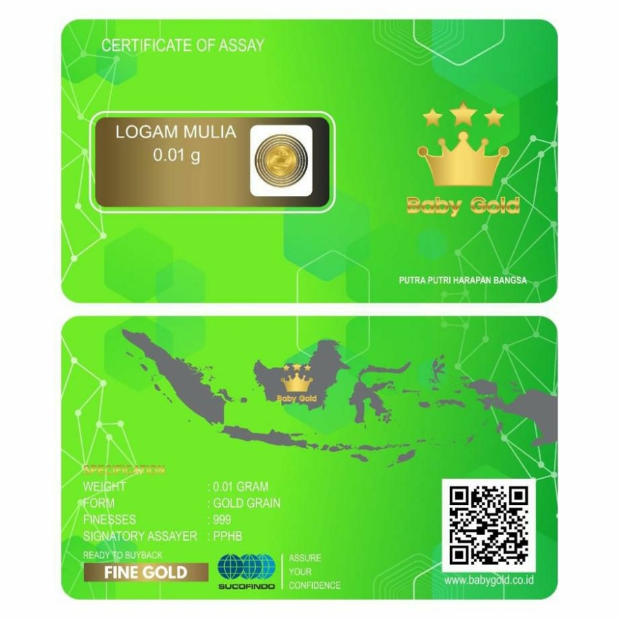 Microgram/Baby Gold 0,001 Gram Emas Mini Logam Mulia 24 Karat Jaminan Asli