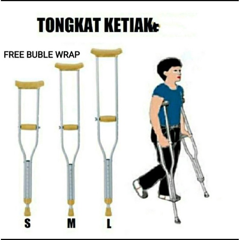 Tongkat Ketiak / Crutch / Kruk tongkat/ Tongkat Jalan / Tongkat Bantu Jalan / harga per pasang