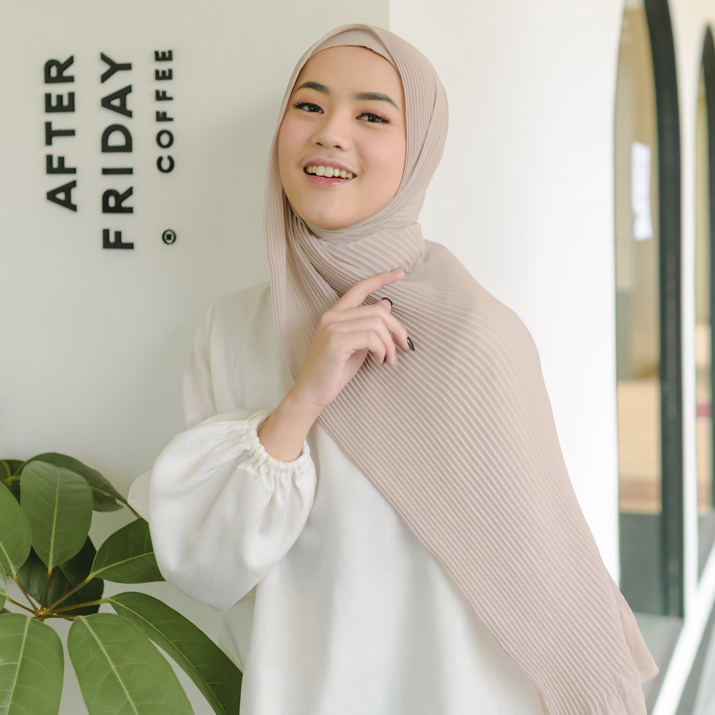Lozy Hijab - Bawal Pleats Shawl ( Pashmina Plisket )-Nude Cream