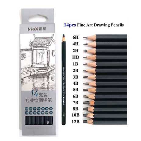 

Set Pensil Sketsa Drawing Graphite Professional Pencils Charcoal 14pcs Pensil Menggambar Hobby