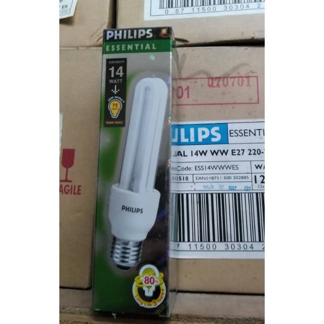 Lampu Essential 14 Watt Philips Warm White kemasan lama