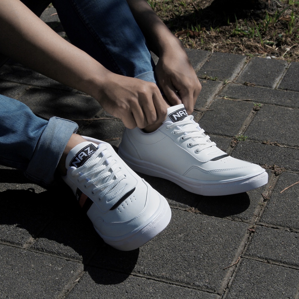 Daniell 3 Stripes | Sepatu Sneakers Putih White Casual Original Polos Pria Cowok Ori Footwear | Naz x FORIND