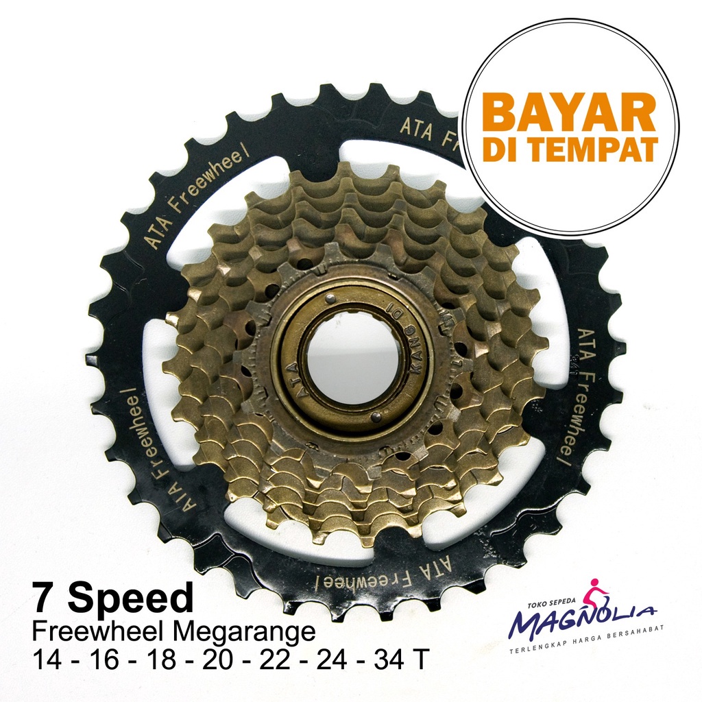 Sprocket 7 Speed Megarange Gear Tumpuk 14 - 34T Sepeda MTB Gunung RB