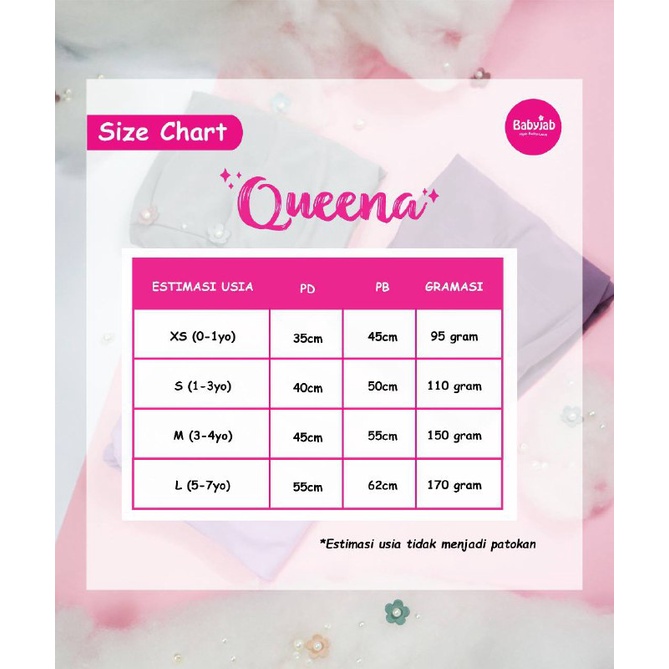 Babyjab Queena Jilbab Anak Lucu - Baby Jab Hijab Bergo Bayi Perempuan 0 1 2 3 4 5 6 7 Tahun