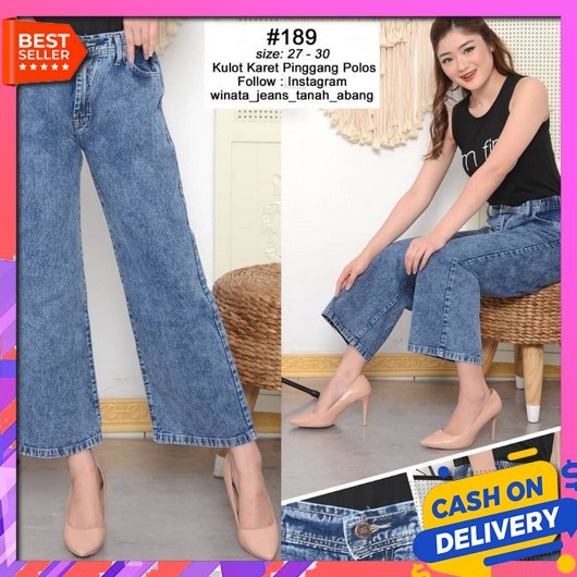 Celana Kulot Jeans Wanita Kekinian Lepis Murah Casual Korean Style Cel Highwaist Kulot Jeans Wanita