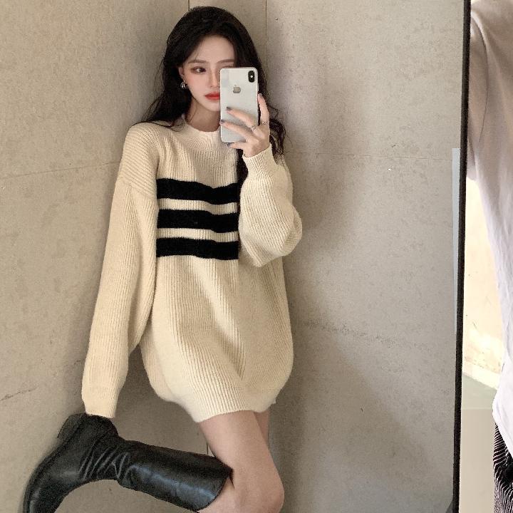 Red [Sangat tebal] 75-230 jin mid-length gaya baru panas 2021 wanita musim gugur dan musim dingin pakaian luar angin malas sweater rajutan sweater