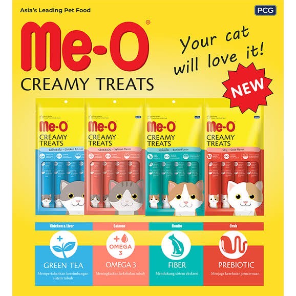 MEO CREAMY TREATS - Me-o Makanan Cemilan Snack Kucing Liquid 1 Pack 60gr