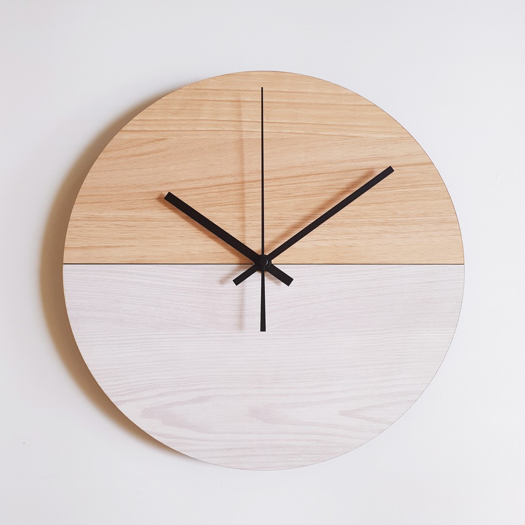 Jam Dinding Scandinavian Round 30x30 Wall Clock Mesin Sweep Movement