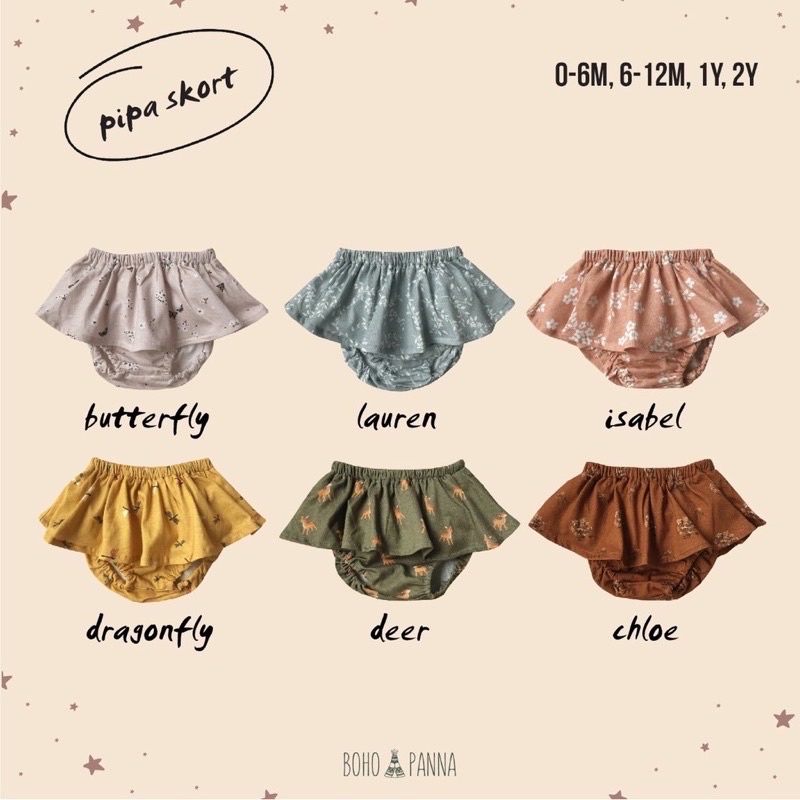 DINOANDBUNNY - PIPA SKORT - Bohopanna Bohobaby - Bawahan Rok Celana Bayi Anak Perempuan