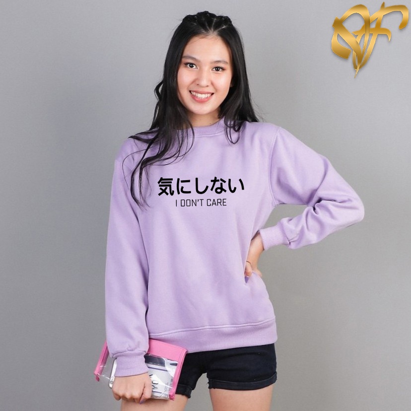 Sweater I dont Care Black Aesthetic Pria &amp; Wanita | Sweater Korea Style Fleece Cotton | Dhea Fashion